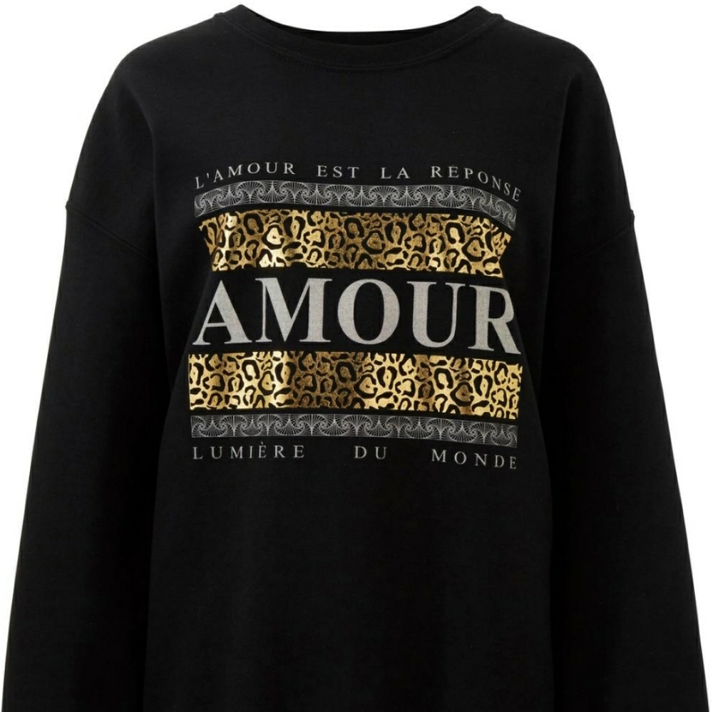 Gold Amore Placement Sweatshirt Black Longsleeve